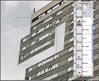 在photoshop中切割大楼