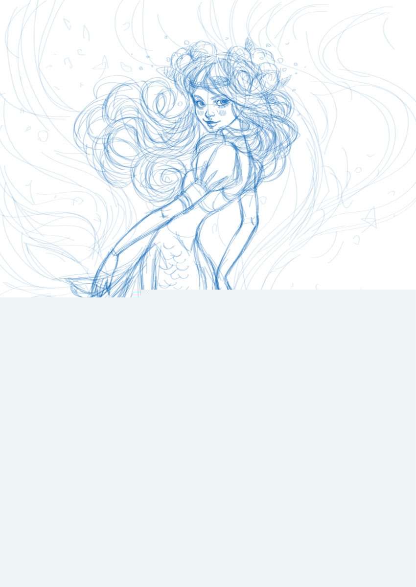 AI绘制水彩美人鱼插画 优图宝 AI实例教程