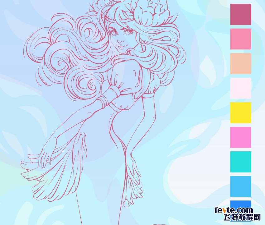 AI绘制水彩美人鱼插画 优图宝 AI实例教程