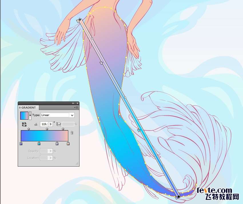 AI绘制水彩美人鱼插画 优图宝 AI实例教程