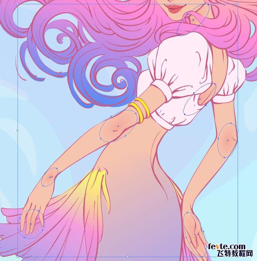 AI绘制水彩美人鱼插画 优图宝 AI实例教程
