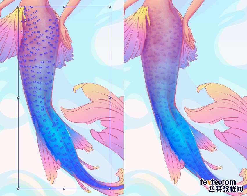 AI绘制水彩美人鱼插画 优图宝 AI实例教程