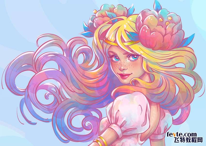 AI绘制水彩美人鱼插画 优图宝 AI实例教程