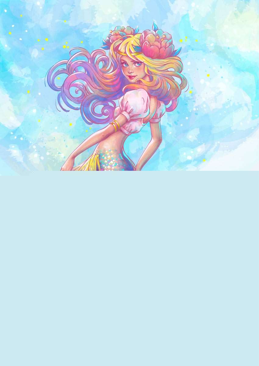AI绘制水彩美人鱼插画 优图宝 AI实例教程