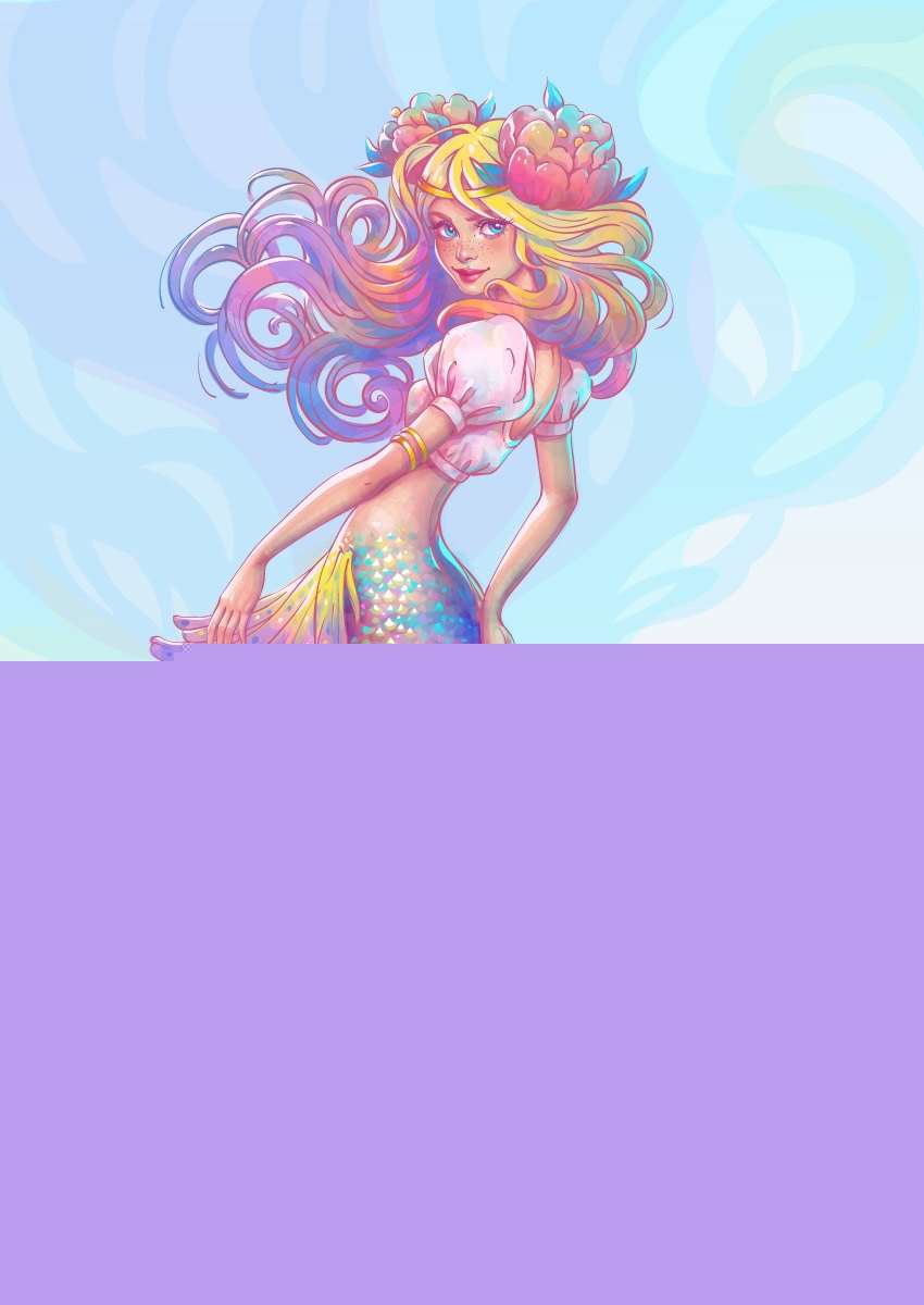 AI绘制水彩美人鱼插画 优图宝 AI实例教程