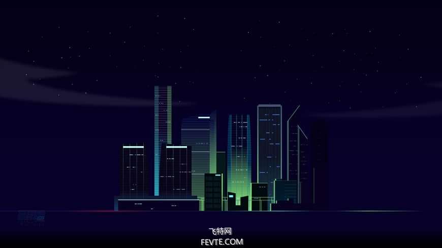 AI绘制时尚渐变城市夜景插画教程 优图宝 AI教程
