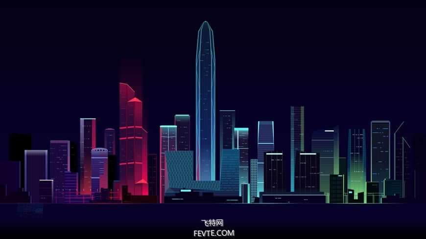 AI绘制时尚渐变城市夜景插画教程 优图宝 AI教程