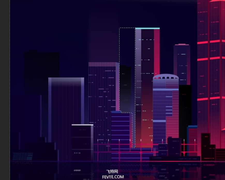 AI绘制时尚渐变城市夜景插画教程 优图宝 AI教程