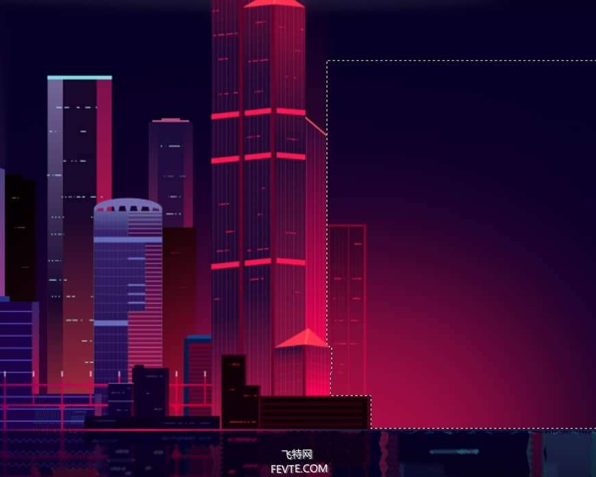 AI绘制时尚渐变城市夜景插画教程 优图宝 AI教程