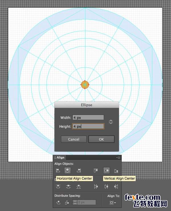 Apple Watch图标绘制全解析 优图宝 AI实例教程place a 4x4 px even circle in the centre of the template