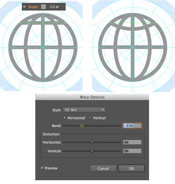 Apple Watch图标绘制全解析 优图宝 AI实例教程use Arc Warp Effect to bend the line