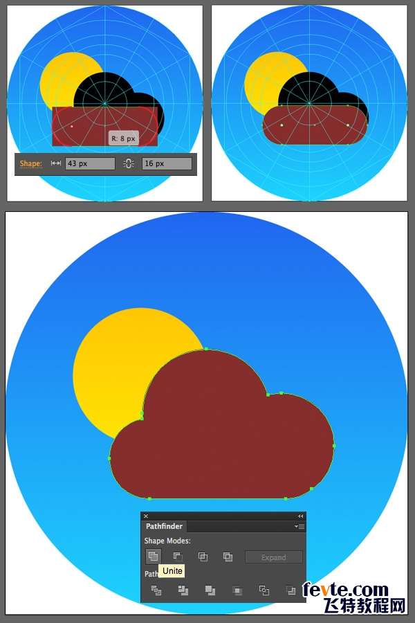 Apple Watch图标绘制全解析 优图宝 AI实例教程add the bottom part of the cloud with the rectangle tool