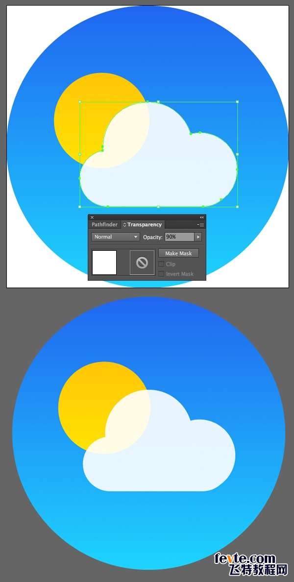 Apple Watch图标绘制全解析 优图宝 AI实例教程make the cloud white and semi-transparent