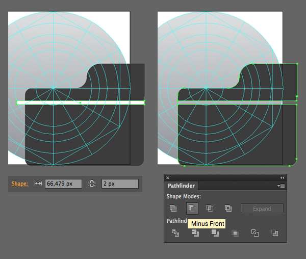 Apple Watch图标绘制全解析 优图宝 AI实例教程use Minus Front to make a dividing stripe
