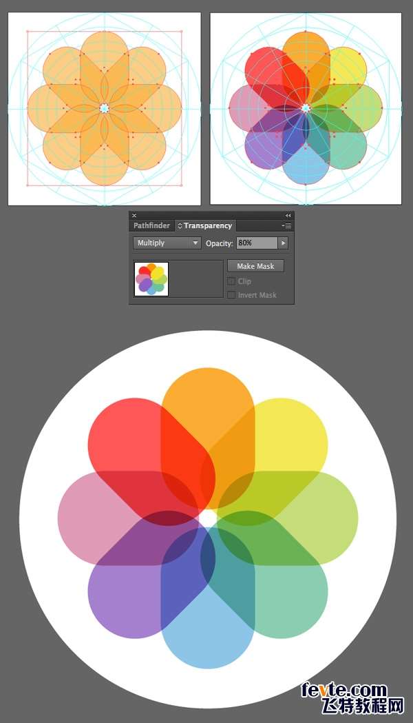 Apple Watch图标绘制全解析 优图宝 AI实例教程from the 8 petal flower and color it