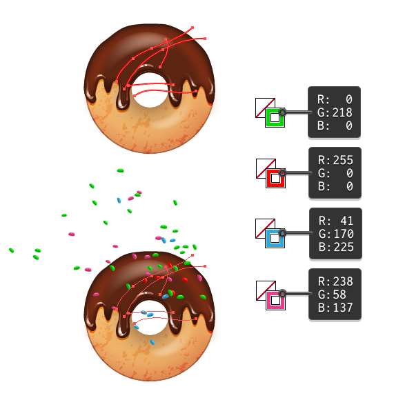 AI绘制可爱美味甜甜圈 优图宝 AI实例教程apply sprinkles scatter brush