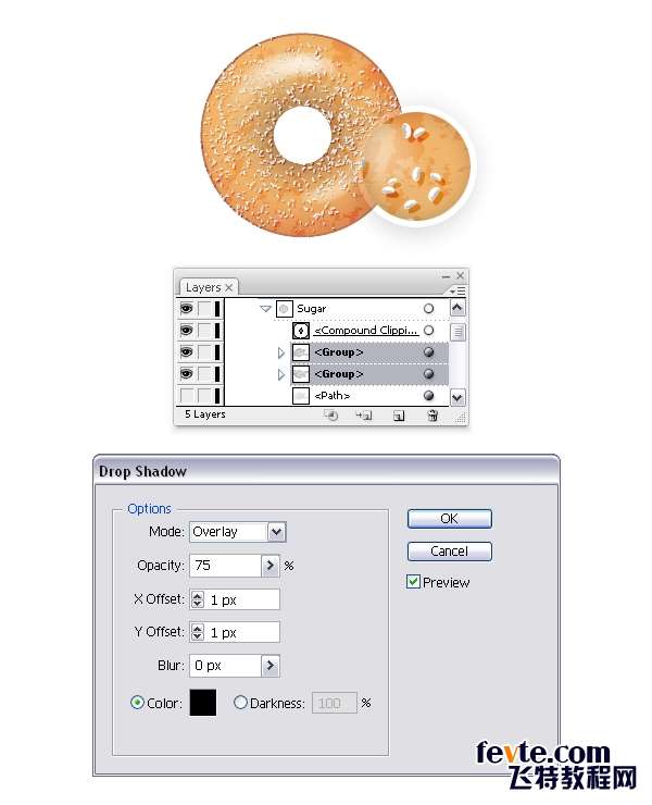 AI绘制可爱美味甜甜圈 优图宝 AI实例教程add sugar on donut 4