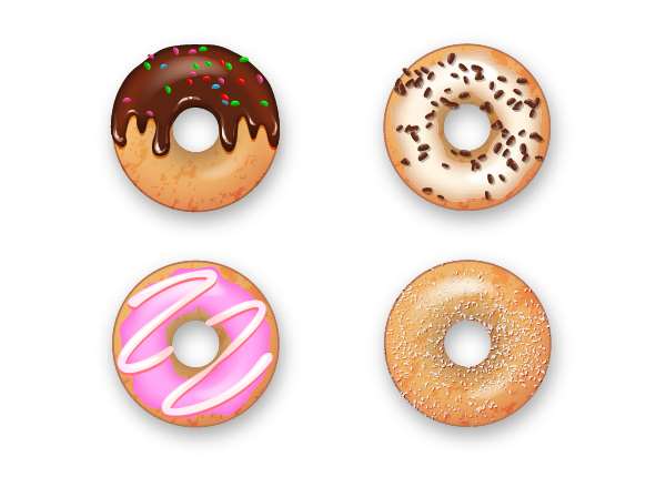 AI绘制可爱美味甜甜圈 优图宝 AI实例教程donuts with shadow