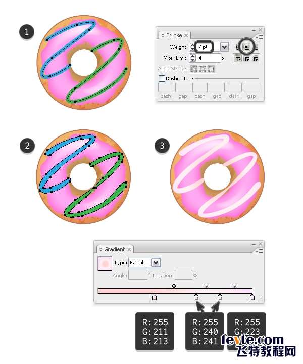 AI绘制可爱美味甜甜圈 优图宝 AI实例教程create icing on strawberry donut 1