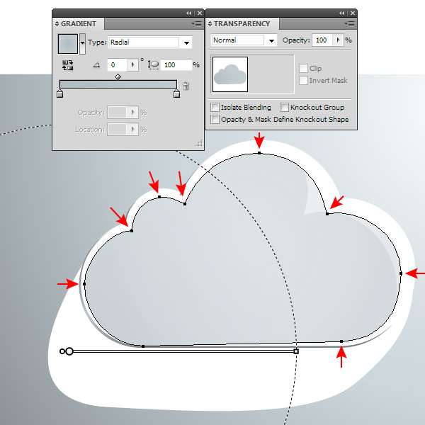 AI绘制玻璃质感云图标 优图宝 AI实例教程 glass cloud 23