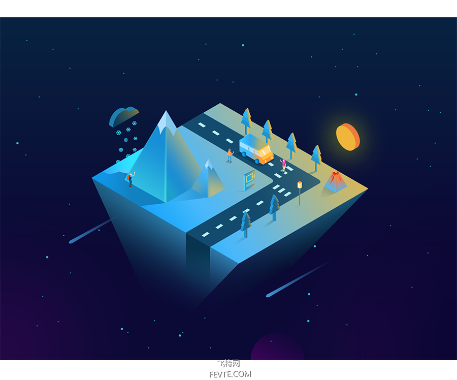AI制作2.5D悬浮城市插画教程 优图宝 AI实例教程