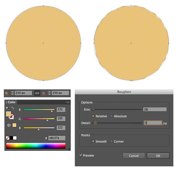 AI绘制写实牛奶杯和燕麦饼干 优图宝 AI实例教程make a circle cookie base and apply Roughen effect