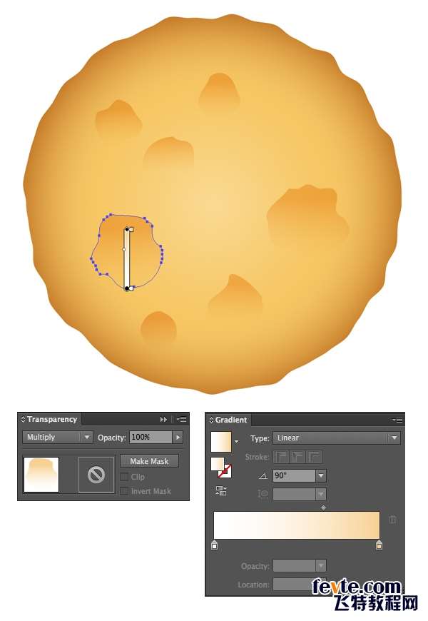 AI绘制写实牛奶杯和燕麦饼干 优图宝 AI实例教程apply gradients and set Blending Mode to Multiply