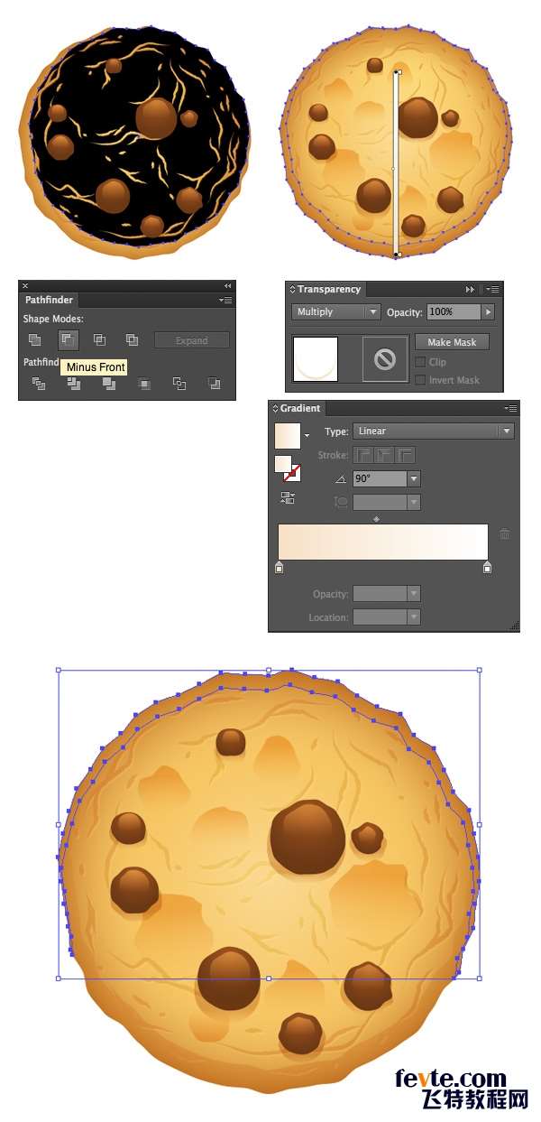 AI绘制写实牛奶杯和燕麦饼干 优图宝 AI实例教程add shadow to the cookie base