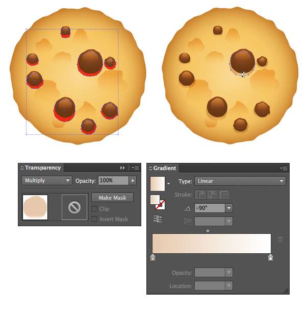 AI绘制写实牛奶杯和燕麦饼干 优图宝 AI实例教程add shadows beneath the chocolate chips in multiply mode