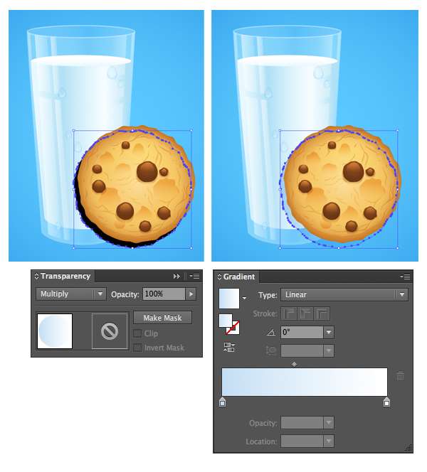 AI绘制写实牛奶杯和燕麦饼干 优图宝 AI实例教程add shadow to the glass