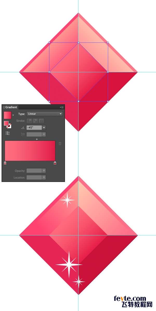 AI绘制漂亮扁平化宝石图标 优图宝 AI实例教程17_Gems_tutorial_ruby