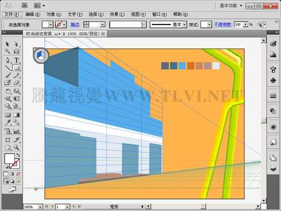 AI CS5透视网格绘制街道效果图 优图宝 AI实例教程