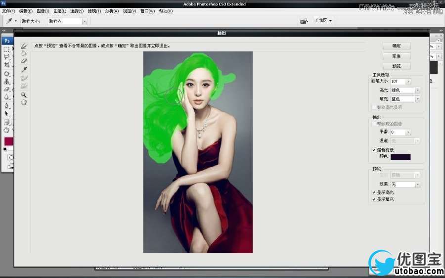 Photoshop给范冰冰人物发丝照片抠图,PS教程,16xx8.com教程网