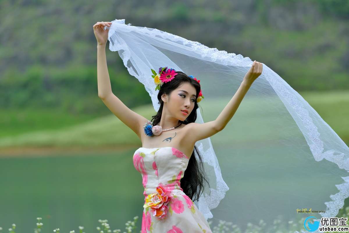 抠婚纱,抠出复杂背景半透明婚纱_www.utobao.com