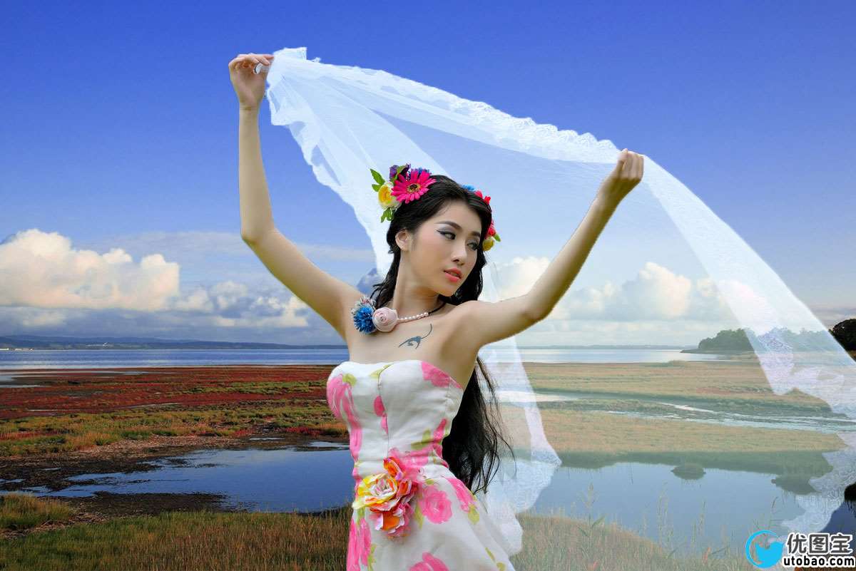 抠婚纱,抠出复杂背景半透明婚纱_www.utobao.com