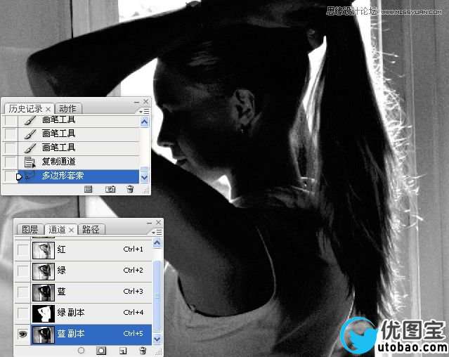 Photoshop巧用通道给长发美女抠图教程