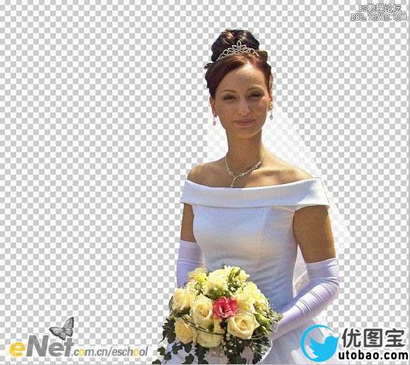 Photoshop巧妙的抠出白色透明的婚纱