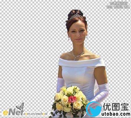 Photoshop巧妙的抠出白色透明的婚纱