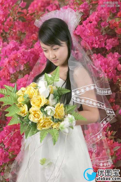 Photoshop通道快速抠出背景单一的婚纱美女