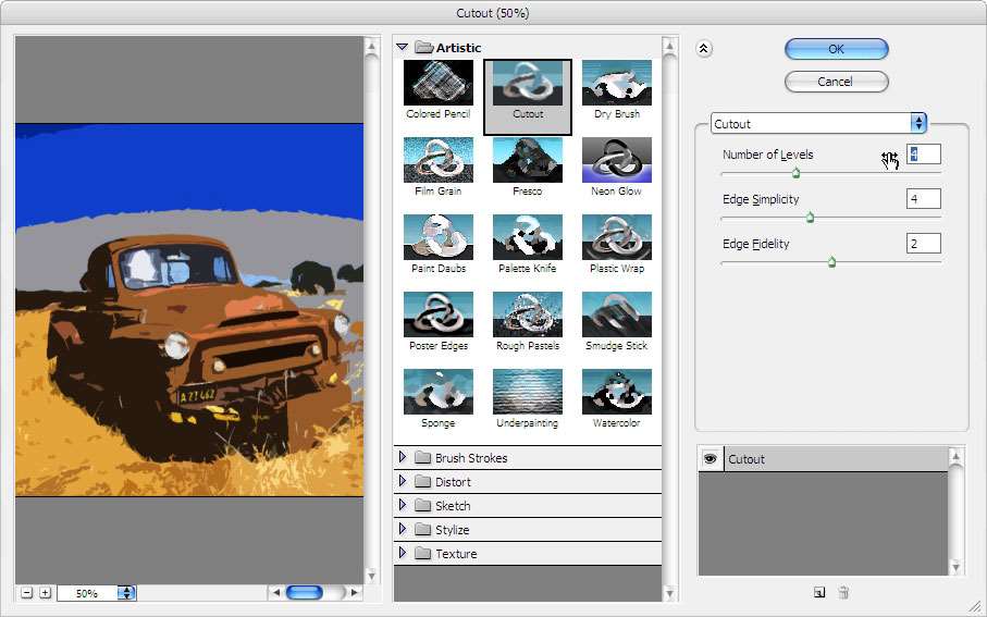 Use Photoshop's filters to make simple illustrations – understanding Cutout Filter