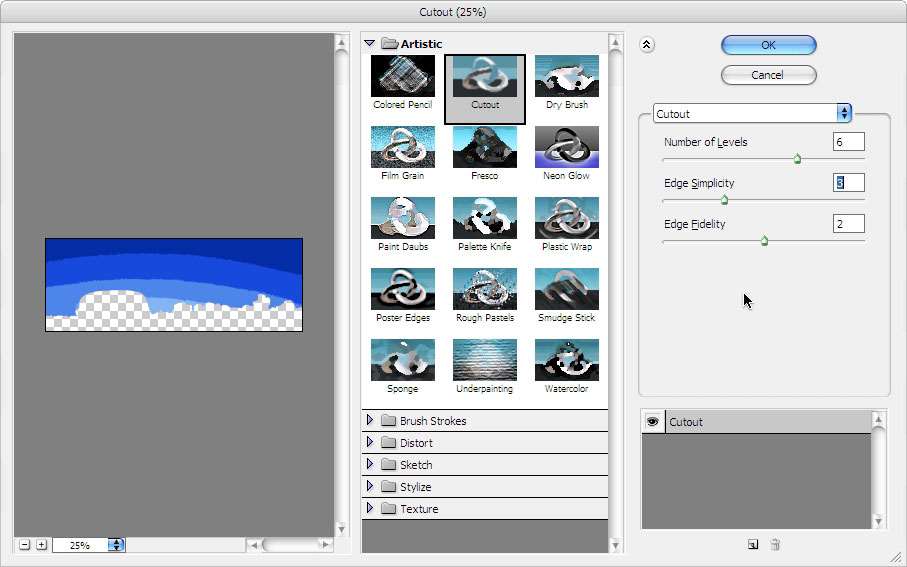 Use Photoshop's filters to make simple illustrations – understanding Cutout Filter