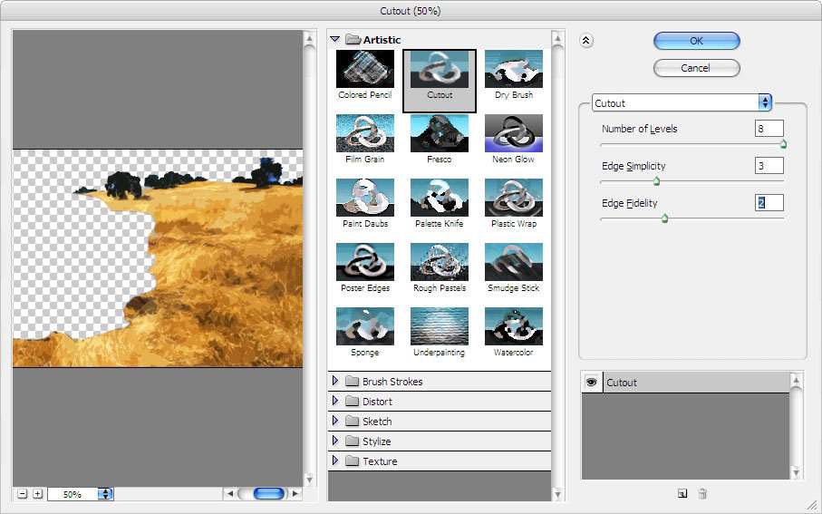 Use Photoshop's filters to make simple illustrations – understanding Cutout Filter