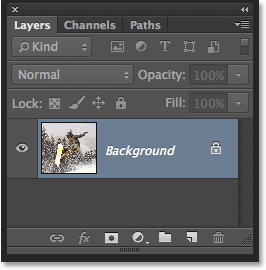 The Layers panel in Photoshop CS6 showing the photo on the Background layer. Image © 2013 Photoshop Essentials.com