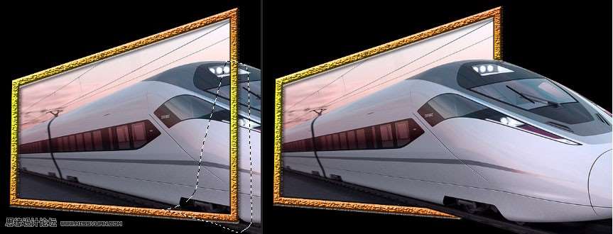 Photoshop制作超酷的火车头冲出画面效果