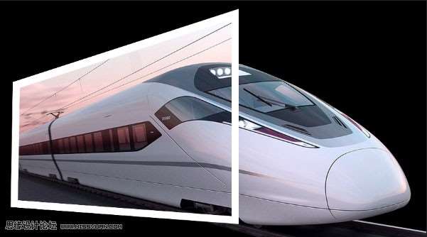 Photoshop制作超酷的火车头冲出画面效果