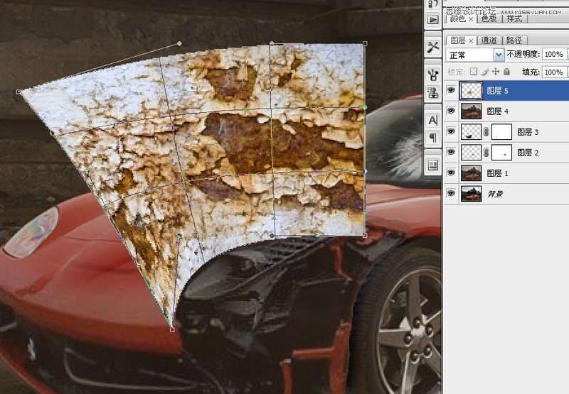 Photoshop打造逼真的红色跑车破旧效果教程,52photoshop教程