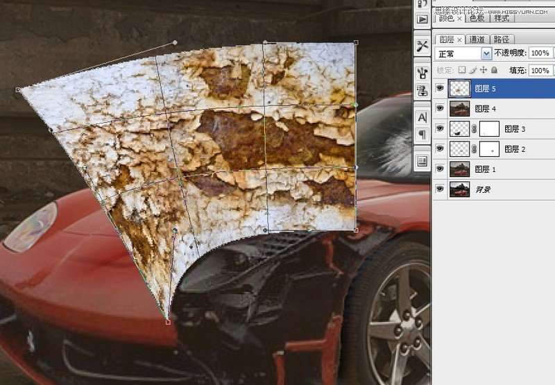 Photoshop打造逼真的红色跑车破旧效果教程,52photoshop教程