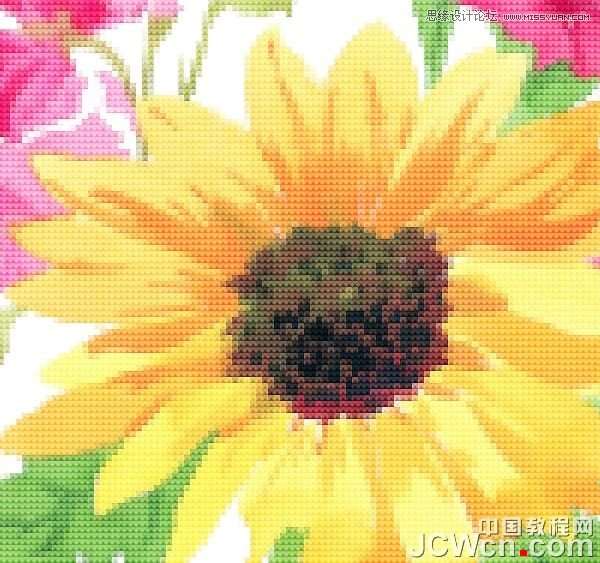 Photoshop给花朵照片制作成十字绣效果,52photoshop教程