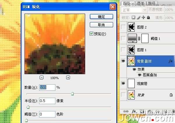 Photoshop给花朵照片制作成十字绣效果,52photoshop教程