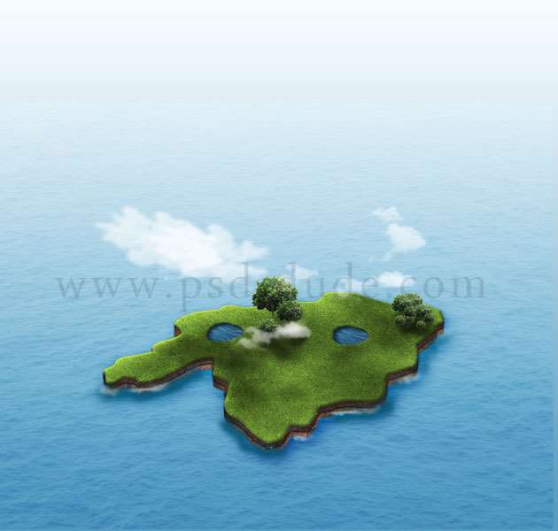 PS创建逼真的微缩世界 优图宝 PS鼠绘教程island-photoshop